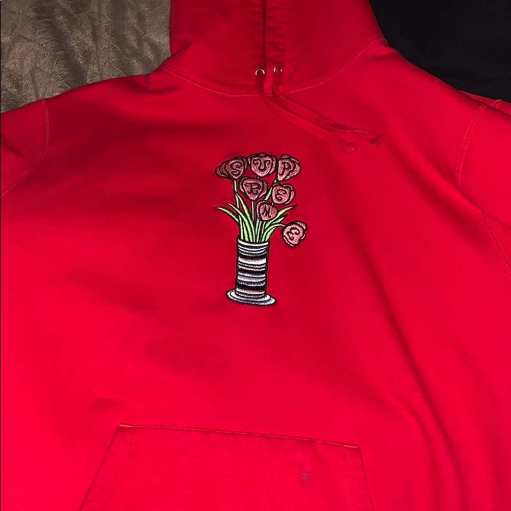 Red authentic supreme hoodie